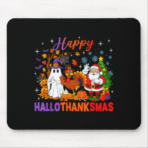 Happy Hallothanksmas Halloween Thanksgiving 67 Chr Mouse Pad