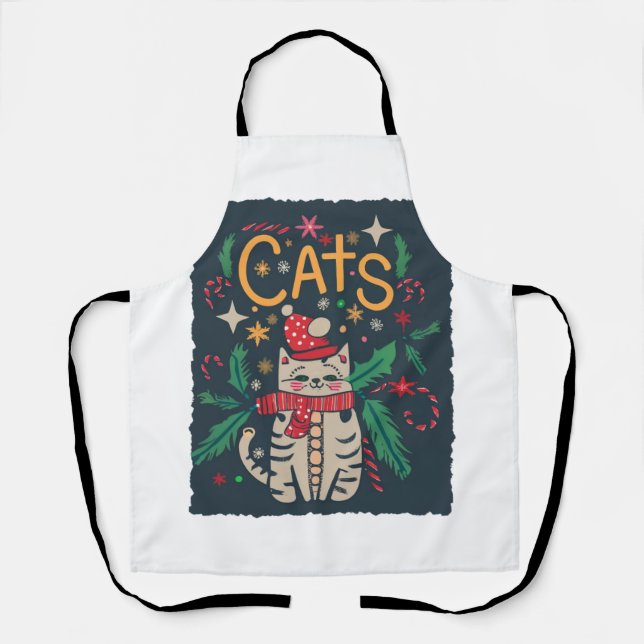 Happy Hallothanksmas, Halloween, Thanksgiving, Chr Apron (Front)