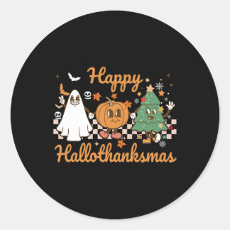 Happy Hallothanksmas Halloween Thanksgiving Christ Classic Round Sticker