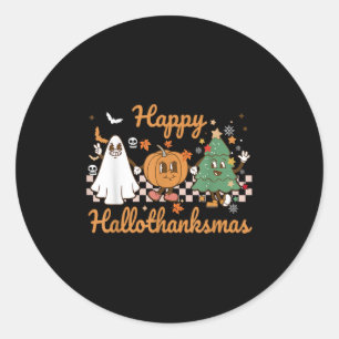 Happy Hallothanksmas Halloween Thanksgiving Christ Classic Round Sticker