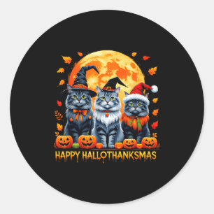 Happy Hallothanksmas Halloween Thanksgiving Christ Classic Round Sticker