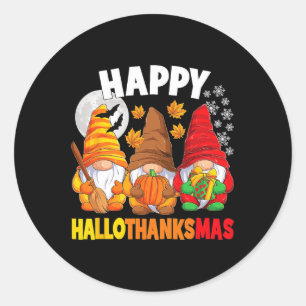 Happy HalloThanksMas Halloween Thanksgiving Christ Classic Round Sticker