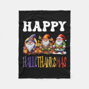 Happy Hallothanksmas Halloween Thanksgiving Christ Fleece Blanket