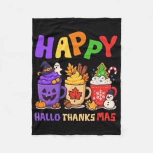 Happy Hallothanksmas Halloween Thanksgiving Christ Fleece Blanket