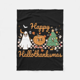 Happy Hallothanksmas Halloween Thanksgiving Christ Fleece Blanket