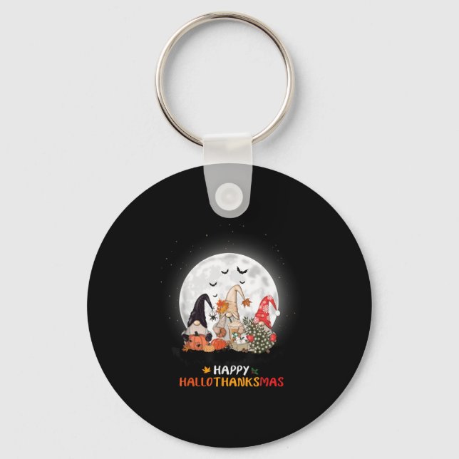 Happy Hallothanksmas Halloween Thanksgiving Christ Key Ring (Front)