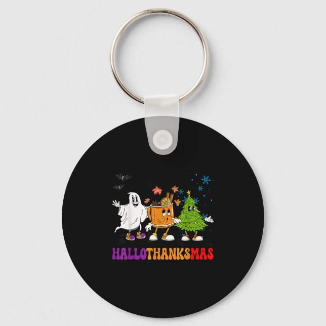 Happy Hallothanksmas Halloween Thanksgiving Christ Key Ring (Front)