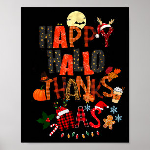 Happy Hallothanksmas Halloween Thanksgiving Christ Poster