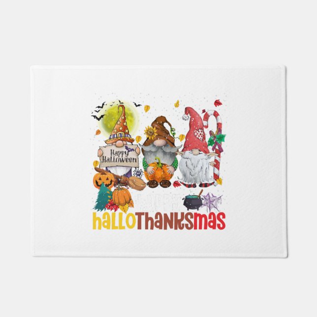 Happy Hallothanksmas Halloween Thanksgiving Doormat (Front)