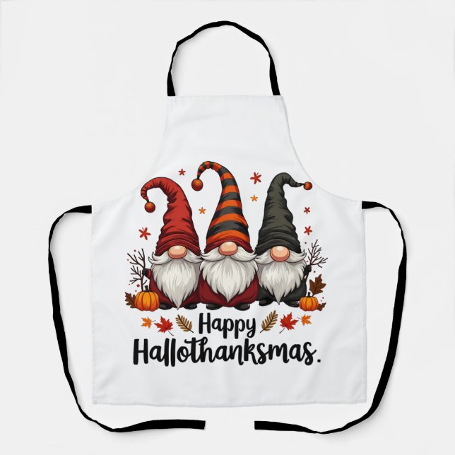 Happy Hallothanksmas Halloween Xmas Gnomes  Apron (Front)