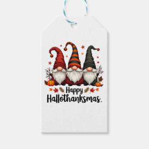 Happy Hallothanksmas Halloween Xmas Gnomes Gift Tags