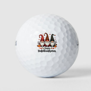 Happy Hallothanksmas Halloween Xmas Gnomes  Golf Balls