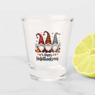 Happy Hallothanksmas Halloween Xmas Gnomes  Shot Glass