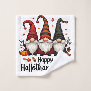 Happy Hallothanksmas Halloween Xmas Gnomes  Wash Cloth