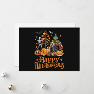 Happy Hallothanksmas Happy Halloween Thanksgiving Holiday Card