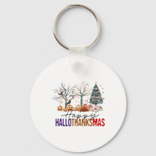Happy Hallothanksmas Happy Halloween Thanksgiving  Key Ring