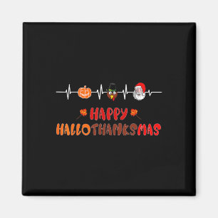 Happy Hallothanksmas Heartbeat Fall Thanksgiving Magnet