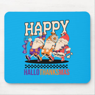 Happy Hallothanksmas Holiday Gnomes Design Mouse Pad