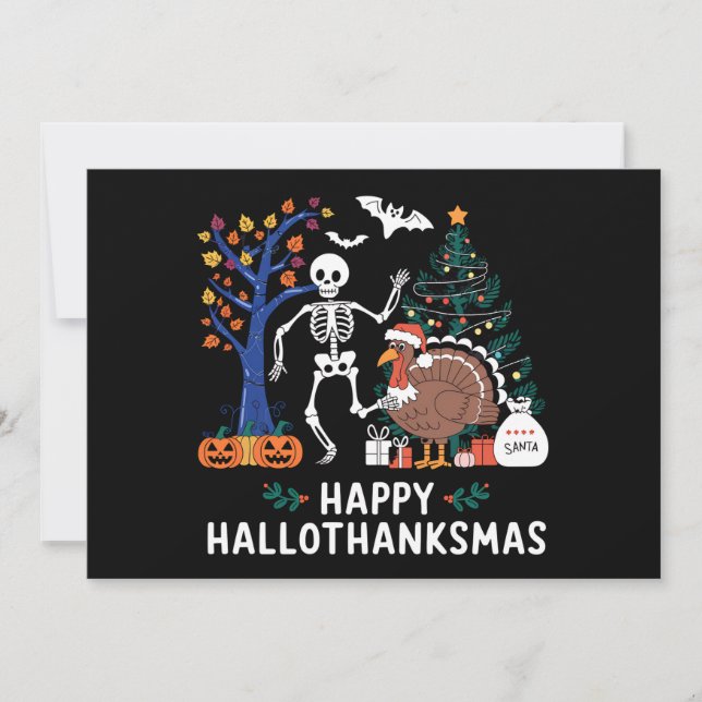 Happy Hallothanksmas Holiday Season Gift Fall Invitation (Front)