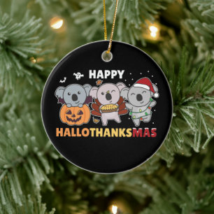Happy Hallothanksmas Koalas Christmas Koala Cerami Ceramic Tree Decoration