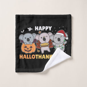 Happy Hallothanksmas Koalas Christmas Koala Wash C Cloth