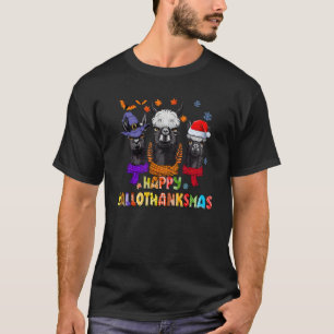 Happy HalloThanksMas Llama T-Shirt