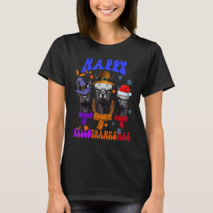Happy Hallothanksmas Llama Witches Autumn Christma T-Shirt