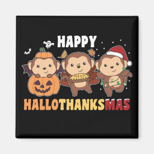 Happy Hallothanksmas Monkey Christmas Monkeys Magn Magnet