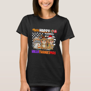 Happy Hallothanksmas Otter Thanksgiving Christmas T-Shirt