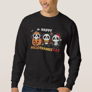 Happy Hallothanksmas Pandas Christmas Panda Sweatshirt