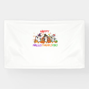 Happy Hallothanksmas Penguin Halloween Thanksgivin Banner