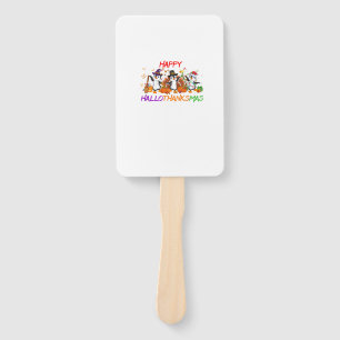 Happy Hallothanksmas Penguin Halloween Thanksgivin Hand Fan