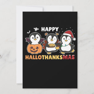 Happy Hallothanksmas Penguins Christmas Penguin Ho Holiday Card