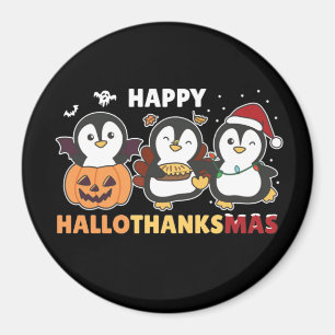 Happy Hallothanksmas Penguins Christmas Penguin Ma Magnet