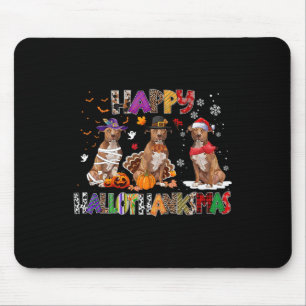 Happy Hallothanksmas Pitbull Dog Lover Halloween C Mouse Pad