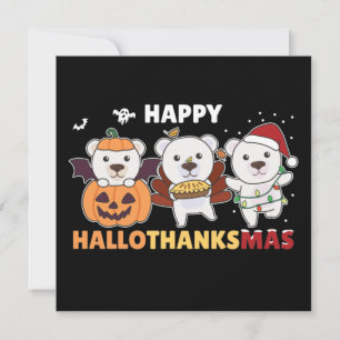 Happy Hallothanksma's Polar Bear Christmas Polar I Invitation