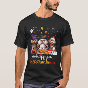 Happy Hallothanksmas Poodle Dog Halloween Christma T-Shirt