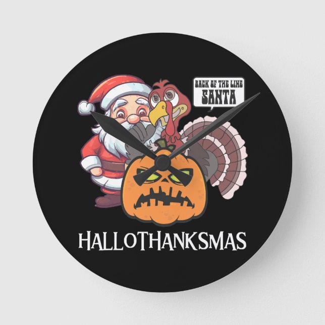 Happy Hallothanksmas Round Clock (Front)