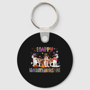 Happy Hallothanksmas Saint Bernard Dog Halloween C Key Ring