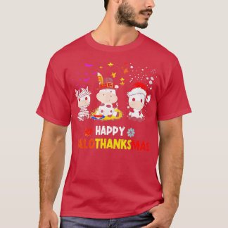 Happy HalloThanksMas Santa Cow Halloween Thanksgiv T-Shirt