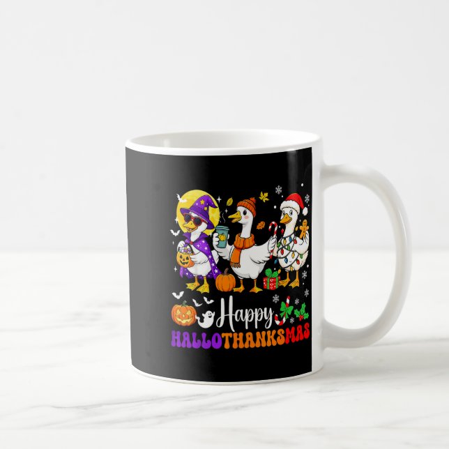 Happy Hallothanksmas Santa Goose Witch Soky Season Coffee Mug (Right)