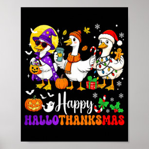 Happy Hallothanksmas Santa Goose Witch Soky Season Poster