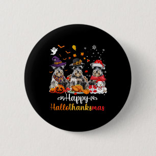 Happy Hallothanksmas Schnauzer Dog Halloween Chris 6 Cm Round Badge