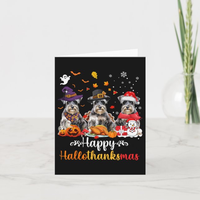 Happy Hallothanksmas Schnauzer Dog Halloween Chris Card (Front)