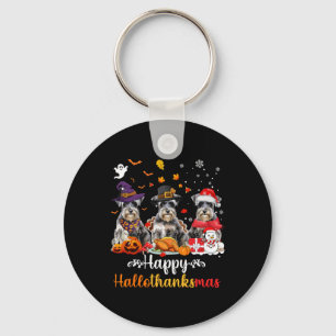 Happy Hallothanksmas Schnauzer Dog Halloween Chris Key Ring