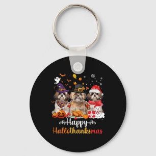 Happy Hallothanksmas Shih Tzu Dog Halloween Christ Key Ring