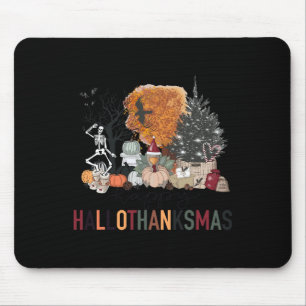 Happy Hallothanksmas Skeleton Turkey Christmas Hal Mouse Pad