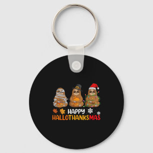 Happy Hallothanksmas Sloth Shirt Xmas Thanksgiving Key Ring
