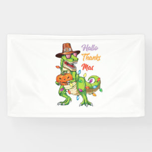 Happy Hallothanksmas T Rex Halloween Thanksgiving  Banner
