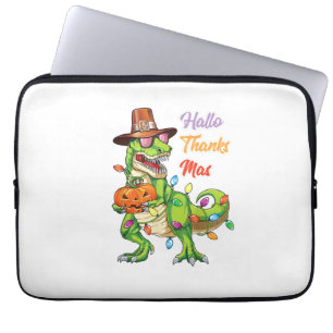 Happy Hallothanksmas T Rex Halloween Thanksgiving Laptop Sleeve
